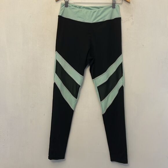 AQ-Sport black lime green leggings Size XL New - Picture 2 of 8